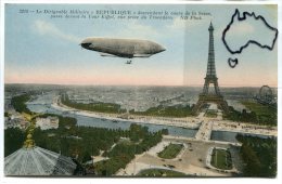 - 3218 - Le Dirigeable Militaire République Descendant Le Cours De La Seine, écrite En 1913, TBE, Sacns. - Airships