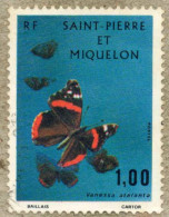 SAINT-PIERRE Et MIQUELON : Papillons : Le Vulcain (Vanessa Atalanta) - Insectes - Lépidoptères - - Gebruikt