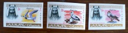 AJMAN Oiseaux, Rapaces, Birds, Vögel, Yvert  Service N° 2+3+4 Complet  OISEAUX NON Dentelé ** Neuf Sans Charniere  MNH - Aigles & Rapaces Diurnes