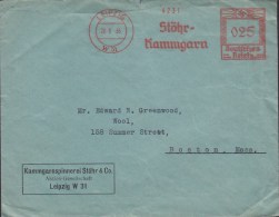 Germany Deutsches Reich Kammgrnspinnerei STÖHR & Co., LEIPZIG 1935 Meter Cover Brief BOSTON Mass. United States - Franking Machines (EMA)