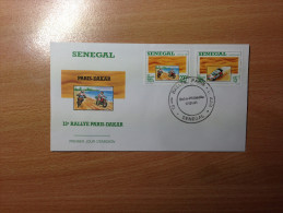 Sénégal FDC 1er Premier Jour 1991 13e Rallye Paris-Dakar Moto Motorbike Car Automobile Course Run Sport - Senegal (1960-...)