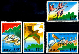 BIRDS- DJOUDJ NATIONAL PARK-FLAMINGOS-PELICANS Etc-SENEGAL 1987- FULL SET-MNH A6-398 - Flamants