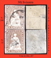 Svizzera-030 - 1854 - 5 Centesimi - Y&T: N. 26b (Difettoso) + 32 (o) Bel Esemplare. - Used Stamps