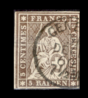 Svizzera-032 - 1854 - 5 Centesimi - Y&T: N. 26c (o) - Bel Esemplare, Privo Di Difetti Occulti. - Used Stamps