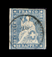 Svizzera-036 - 1854 - 10 Centesimi - Y&T: N. 27a (o) - Bel Esemplare, Privo Di Difetti Occulti. - Used Stamps