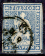 Svizzera-038 - 1854 - 10 Centesimi - Y&T: N. 27b (o) - Bel Esemplare, Privo Di Difetti Occulti. - Gebraucht