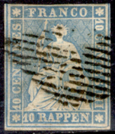 Svizzera-041 - 1854 - 10 Centesimi - Y&T: N. 27b (o) - Bel Esemplare, Privo Di Difetti Occulti. - Used Stamps