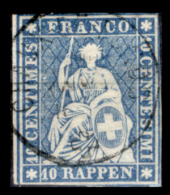 Svizzera-042 - 1854 - 10 Centesimi - Y&T: N. 27b (o) - Bel Esemplare, Privo Di Difetti Occulti. - Gebraucht
