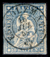 Svizzera-043 - 1854 - 10 Centesimi - Y&T: N. 27a (o) - Bel Esemplare, Privo Di Difetti Occulti. - Used Stamps