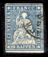 Svizzera-044a - 1854 - 10 Centesimi - Y&T: N. 27b (o) - Brutto Esemplare. - Gebraucht