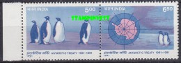 India 1991 Antarctic Treaty 2v (se-tenant) ** Mnh (21333) - Andere & Zonder Classificatie
