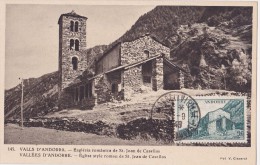 ANDORRE CARTE MAXIMUM EGLISE DE ST JEAN DE CASELLAS - Storia Postale