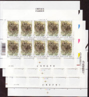 Belgique COB F3085 ** (MNH) - Planche 1 à 4 - Série Complète - 2001-2010