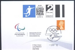 UK Olympic Games London Paralympics 2012 Cover Football 7 A Side; Soccer Fussball 2nd Class Smart Stamp Meter; Olympex - Summer 2012: London