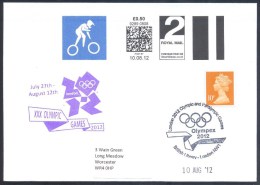 UK Olympic Games London 2012 Letter; BMX Cycling 2nd Class Smart Stamp Uprated To 1st Class; Olympex Cancellation; - Verano 2012: Londres