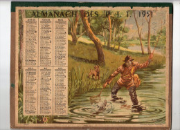 Avr15   68872   Calendrier PTT 1951     Pêche Et Chasse  Signé  R MAGNIN - Grand Format : 1971-80