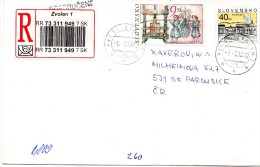 Slovakia 2003, Zvolen 1. Registered Barcode Letter To Pardubice, Czech Republic. 9.40 Franking - Covers & Documents