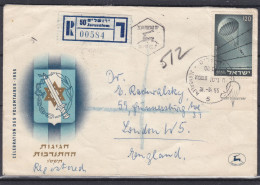 Parachutisme - Monnaies - Israël - Lettre Recommandée De 1955 - Oblitération Jerusalem Et Tel Aviv - Briefe U. Dokumente