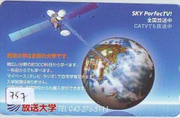 Télécarte Japon  SATELLITE (757) ESPACE * TERRESTRE * MAPPEMONDE * Telefonkarte Phonecard JAPAN * GLOBE * - Espace