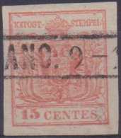 LOMBARDO VENETO 1850 - 15 Cent. Rosso Annullo Di Milano N. 4. Cat. € 225,00. - Lombardo-Venetien