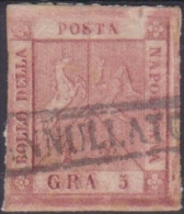 NAPOLI 1858 - 5 Gr. Carminio Rosa N. 9. Cat. € 300,00. - Naples