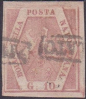 NAPOLI 1858 - 10 Gr. Rosa Brunastro N. 10. Cat. € 350,00. - Naples