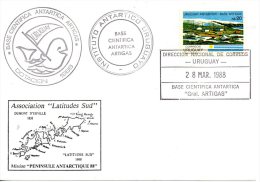 URUGUAY. Enveloppe Polaire De 1988. Base Scientifique Artigas/Baleine. - Estaciones Científicas