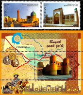 Uzbekistan - 2013 - Great Silk Road - Mint Stamp Set + Souvenir Sheet - Usbekistan