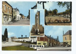 CP MULTIVUES ROISEL, CAFE TABAC, CIMETIERE ANGLAIS, MAGASINS COMMERCES, EGLISE, SOMME 80 - Roisel