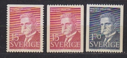 Sweden 1960 Hjalmar Branting 3v ** Mnh (21385J) - Ungebraucht