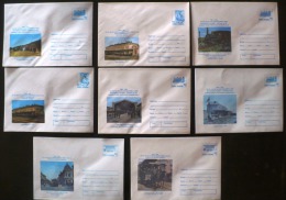 ROUMANIE, Trains, Serie Complete De 8 Entiers Postaux Illustrés Neufs Emis En 1994 - Trains