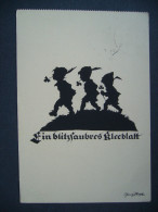 Germany: EIN BLITZSAUBRES KLEEBLATT - Illustrator - Scherenschnitt - Georg Plischke - Posted 1929 - Silhouetkaarten