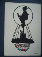 Germany: GLÜCKLICH UND ZUFRIEDEN  - Illustrator - Scherenschnitt - Georg Plischke - Unused - Silhouette - Scissor-type