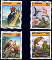 BIRDS-HUMMINGBIRDS & OTHERS-COLOMBIA-1985-SET OF 4-MNH-A6-419 - Hummingbirds