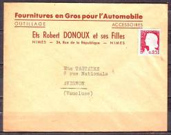 Lettre PUBLICITAIRE   De NIMES  "FOURNITURES EN GROS POUR L AUTOMOBILE  Accessoires "Mne DE DECARIS - 1960 Marianne Van Decaris