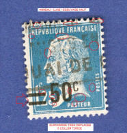1926 / 1927  N°  222  PASTEUR SURCHARGE = 50 C  OBLITÉRÉ 26.00 € - Used Stamps
