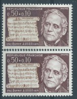 [09] Variété : N° 1667 Aubert Bistre Partition Bistre-rouge Au Lieu De Bistre-jaune + Normal ** - Unused Stamps
