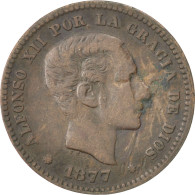 Monnaie, Espagne, Alfonso XII, 5 Centimos, 1877, TB+, Bronze, KM:674 - Sonstige & Ohne Zuordnung