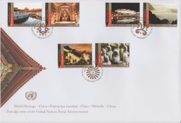 United Nations Cancellations Vienna, Geneva And NY - 2013 - FDC World Heritage - Imperial Palace Beijing - Mogao Caves - Emisiones Comunes New York/Ginebra/Vienna