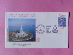 1986 Joint France / USA - Centenary Of The Statue Of Liberty - French FDC With US Stamp - Emissioni Congiunte
