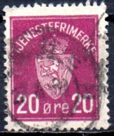 NORWAY 1925 Official - 20ore - Purple  FU - Oficiales