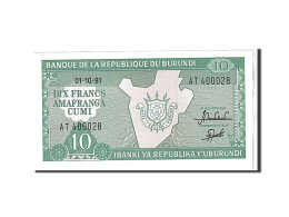 Billet, Burundi, 10 Francs, 1991, KM:33b, NEUF - Burundi