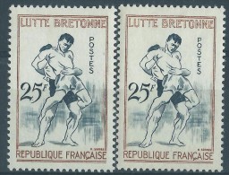 [09] Variété : N° 1164 Lutte Bretonne Impression Défectueuse Du Fond + Normal ** - Ungebraucht