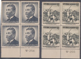 1958-136 CUBA. REPUBLICA. 1958. JOSE MIGUEL GOMEZ. Ed.740-41. BLOCK 4. GOMA ORIGINAL TROPICALIZADA. - Unused Stamps