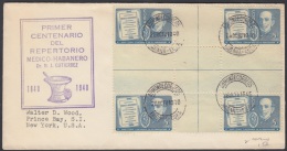 1940-FDC-19 CUBA. REPUBLICA. 1940. REPERTORIO MEDICO HABANERO. CENTROS DE HOJA. CENTER SHEET IN FDC WITH VIOLET CANCEL. - Ungebraucht