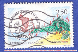 * 1991 / 1992   N° 2735  MAYOTTE  A  LA FRANCE OBLITÉRÉ HIPPOCAMPE A DROITE MANQUE ENCRE - Usati