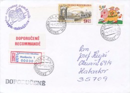 J0400 - Czech Rep. (1997) 695 01 Velkomoravske Mikulcice (Postal Agency), R-letter (R-label 695 01 Hodonin 1) - Storia Postale