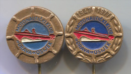 DRAVA OSIJEK CROATIA - Marine Ship  Yachting Nautical, Vintage Pin  Badge, 2 Pieces - Segeln