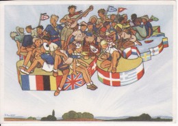 SCOUTS Du Monde Entier- Drapeau- DESSIN ILLUSTRATEUR J. JOUBERT - Carte Format Moderne - SCOUT-SCOUTISME - 2 SCANS - - Scouting