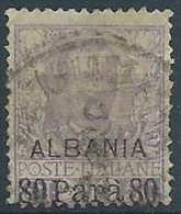 1907 LEVANTE ALBANIA USATO FLOREALE 80 PA SU 50 CENT - W019 - Albania